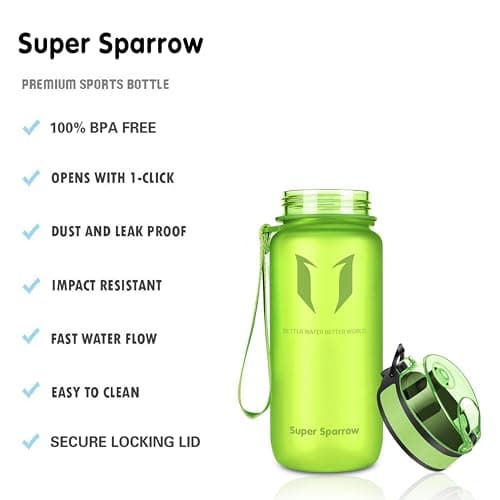 Gourde Super Sparrow 350ml 500ml 750ml 1000ml - Bouteille d'eau sans BPA pour Sport Randonnée École Bureau Plein Air - G