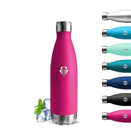 Grsta Gourde Isotherme - Gourde Enfant BPA-Free Anti-Fuite, 500ml pour École Campagne Voyage, 24h Froid & 12h Chaud, Ros