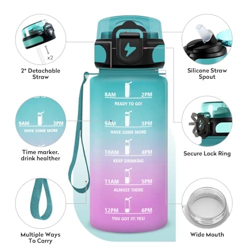 Gourde Enfant 500ml, Marqueur de Temps, Bouteille d'Eau pour Enfant et Sportifs, l'école et le Bureau  
Gourde Enfant 50