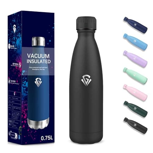 Gourde 500 ml Sans BPA pour École et Voyage - Isolation Isotherme Double Paroi - Acier Inoxydable 304 Rose - Isothermie — Noir-750ml