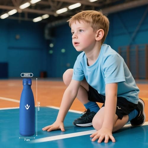 Gourde Enfant HoneyHolly Acier Inoxydable 18/8 Bleu Foncé Étanche Double Isolation Pour Camping Écoles Gymnases