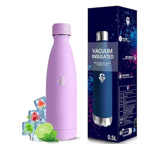 Gourde Grsta Isotherme 500ml Rose - 24h Froid & 12h Chaud, Anti-Fuite, Inox Sans BPA, Facile à Transporter, Bouteille d' — Violet