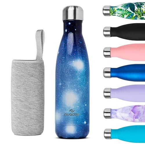 Nuactiv Bouteille Isotherme 24h 500ml pour Course et Vélo, Acier Inoxydable Sans BPA, Thermos Sport 500ml — Blue Galaxy.