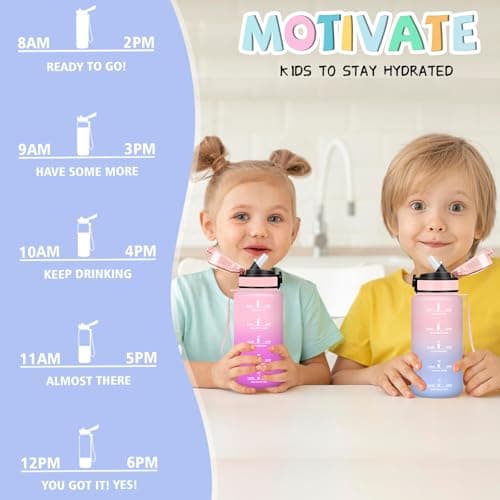 Gourde Enfant 500ml Anti Fuite pour École et Sports with Motivation Slogan | Facile à Nettoyer, Ideale pour Camping et V
