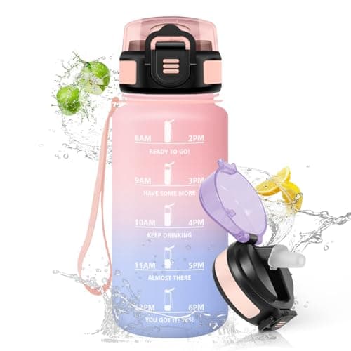 HoneyHolly Gourde 500ml Sans BPA & Étanche, Bouteille Motivante avec Marqueur de Temps pour Gym, École, Cyclisme et Plei