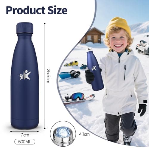 Gourde Isotherme Motswedi 500ml, 24h Froid & 12h Chaud, Gourde Enfant Anti-Fuite sans BPA, Bouteille Inox pour Sport, Fi