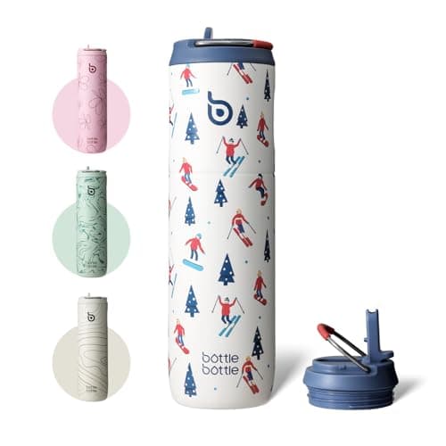 Bouteille d'eau isotherme en acier inoxydable pour sport et voyage - Rose clair, 710 ml,anti-fuite, sans BPA — Ski