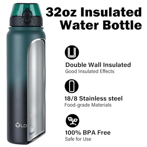 Gourde Oldley en Acier Inoxydable 1L Thermostique et Étanche - Idéale pour Vélo et Camping - Maintient le Boisson Frais