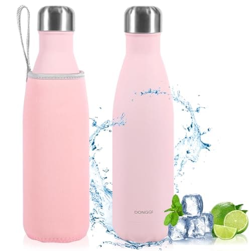 Gourde Isotherme Réutilisable en Acier INOX 500ml, Double Paroi Isolée sous Vide 12h Chaud / 24h Froid, Gourde Étanche S