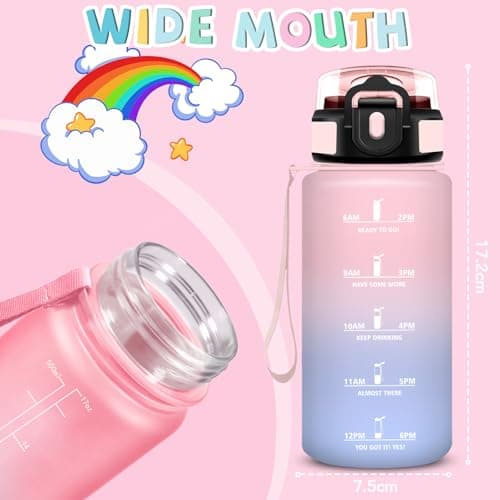 Gourde Enfant 500ml avec Paille Anti Fuite Marque Anti-Dechiffrement pour École Camping Voyage Sports Vélo avec Cadenas