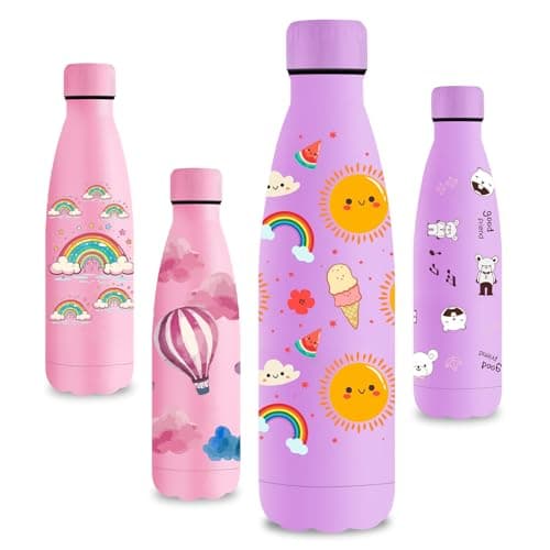Vikastar Gourde Isotherme 500ml Sans BPA, Gourde Inox Anti-Fuites pour Enfants et Adultes, Sport, École, Gym – Bouteille — Violet-soleil