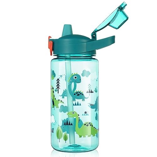 Flintronic Gourde Isotherme Enfant Sans BPA Tritan, Bouteille Anti-fuite Réutilisable 500ML pour Ecole Maternelle avec P — Bleu-600ml