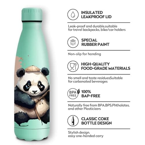 Gourde Inoxydable KollyKolla Isotherme 500ml Impression 3D Sans BPA Reutilisable Enfant Adulte Sport Bureau