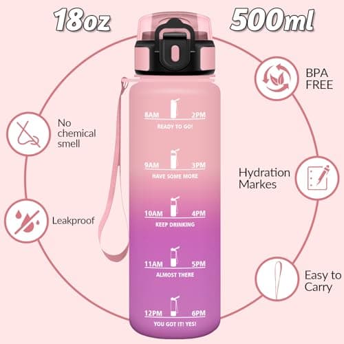 Gourde Motswedi Sport 500ml Anti Fuite Rose Cler & Rose Rouge pour Enfant et Adulte | Bouteille Réutilisable Sans BPA |