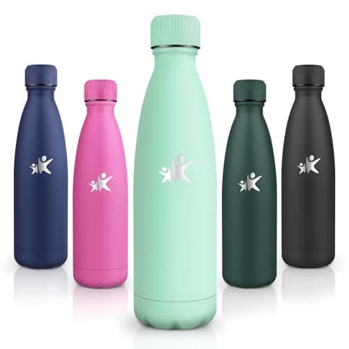 Gourde Isotherme Motswedi 500ml, 24h Froid & 12h Chaud, Gourde Enfant Anti-Fuite sans BPA, Bouteille Inox pour Sport, Fi — Vert Bleu