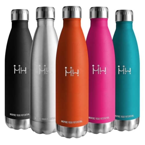 Gourde Isolante 500ml Sans BPA - Acier Inoxydable 18/8, Bouteille Insulated pour Voyage, École et Randonnée - Double Par — Orange avec Slogan-750 Ml