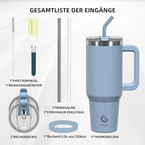 BIGRD Gourde Isotherme 1.2L (1180ml) Acier Inoxydable 304 Double Isolation Vide 100% Étanche pour Sport Randonnée Voyage