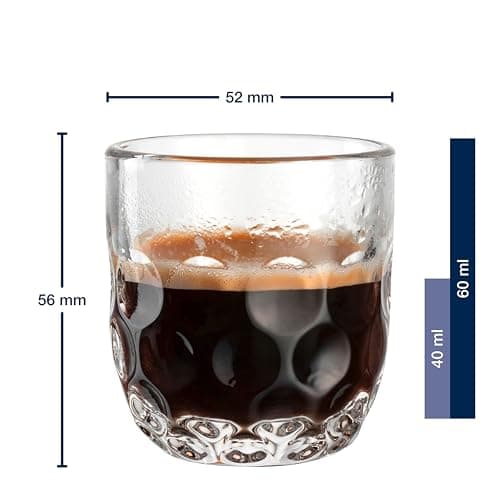 Verres à expresso transparents 60 ml - Lot de 2 avec 6 tasses pour porte-filtre | Structure en goutte, Passe au lave-vai