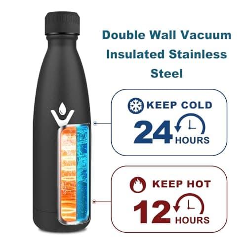 Gourde Isotherme Inox 500ml pour Adulte et Enfant - Étanche, Double Paroi, sans BPA, Bureau, École, Sport