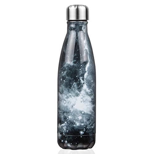Lalafancy Bouteille d'eau en Acier Inoxydable Sans BPA pour Outdoor & Travail - Thermos Double Paroi 24h Froid & 12h Cha — Noir Galaxie-500ml