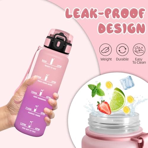 Gourde Motswedi Sport 500ml Anti Fuite Rose Cler & Rose Rouge pour Enfant et Adulte | Bouteille Réutilisable Sans BPA |