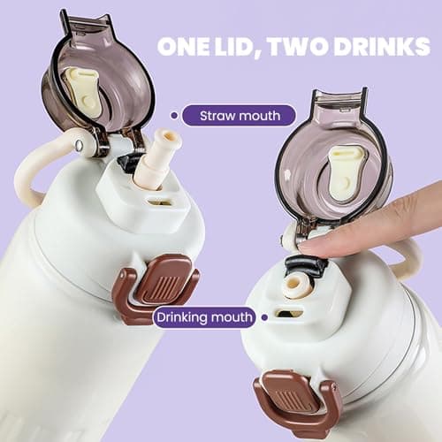 Gourde Isolée 500ml avec Paille - Bouteille Inox Isotherme pour Sport, Randonnée et Bureau (Noir)