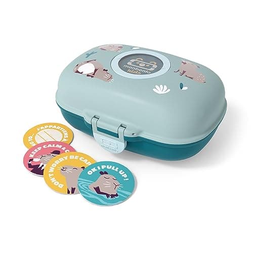 Monbento - Boite à Gouter Enfant Sans BPA | Boite à Gouter Fille avec Motif Fleurs | Idéale pour Ecole, Pique-nique et V — Bleu Capy