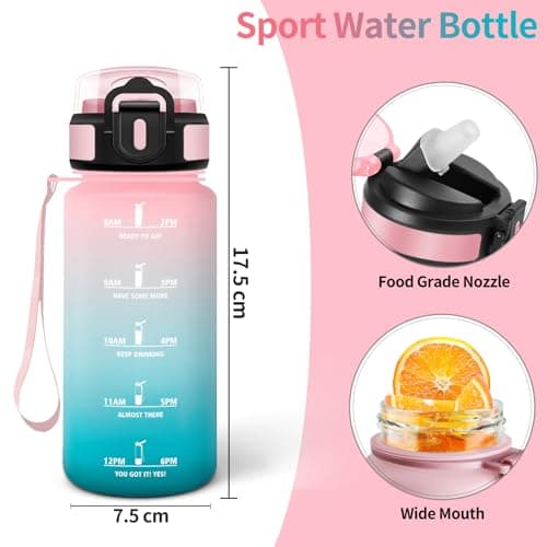 Gourde Motswedi 0.5L Rose et Cyan Adulte, Convient aux Boissons Gazeuses, Étanche pour Salle de Sport et Camping - Motiv