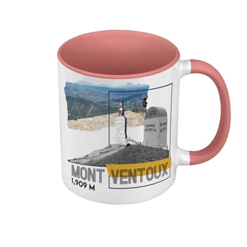 Couvette Vert Premium Mont Ventoux Cyclisme - Tasse Vélo - Couleur Intérieure Accord - Tasse avec Anse — Rose