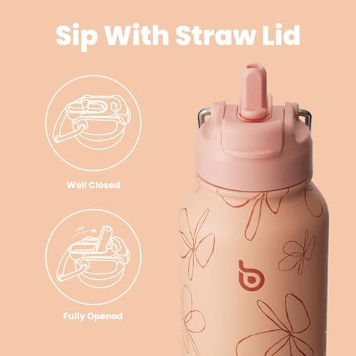 Isotherme BOTTLE BOTTLE Gourde 900 ml Pilulier Sport en acier inoxydable Fleur jaune Randonnée Été Extérieur