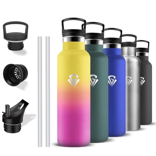 Gourde isotherme sport 500ml anti-fuite double isolation bouteille inoxydable randonnée voyage camping — Poudre Jaune