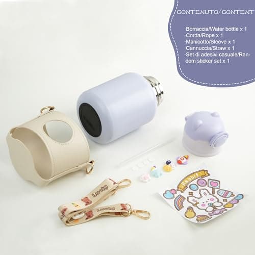 Gourde Enfant Isotherme 500ml Sans BPA - Anti-Fuite - Verrouillage Sécurisé - Vaisselle pour École et Sport (Violet)