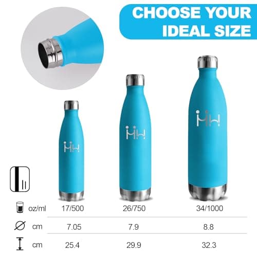 Gourde Isotherme 500ml Sans BPA En Acier Inoxydable, 24h Froid & 12h Chaud, Anti-Fuite pour Voyage, École et Bureau