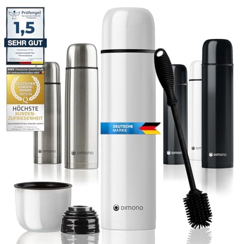Bouteille thermos en acier inoxydable double paroi anti-fuite, garde les boissons chaudes & froides (500 ml) - Avec bros — Blanc