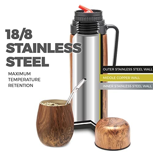 BALIBETOV Yerba Mate Tasse Set pour Hommes et Femmes - Design Moderne, Thermos Acier Inoxydable, Idéal pour le Travail e