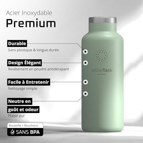 Gourde Inox Isotherme ACTIVE FLASK 1L | Thermos Réutilisable pour Camping Velo Sport Running | Thermostique Sans BPA, 3
