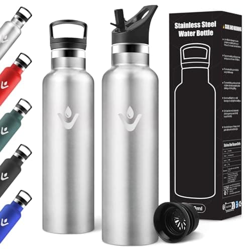 Gourde Isotherme Motswedi 1000ml Anti-Fuite, Poignée de Transport, École, Voyage, Sport — Acier Inoxydable