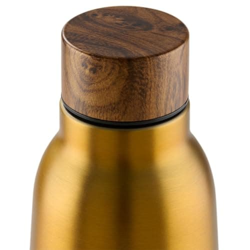 Isolation thermique Blumtal® Charles Bouteille isotherme 500ml - Gourde inox - Bouteille d'eau - Contenant froid et chau — 22. Bois/ Jaune