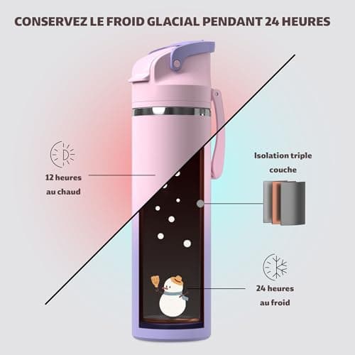 OISIZ Gourde Isotherme 720ml/24oz 2 en 1 avec couvercle à paille, Verrouillage de sécurité en un clic, 100% étanche cons
