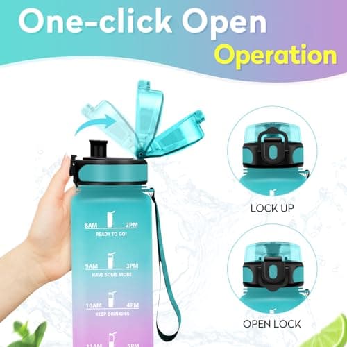 Gourde KollyKolla Enfant 500ml Étanche Réutilisable pour Maternelle École Sport Campings avec Marqueur de Temps Filtre S