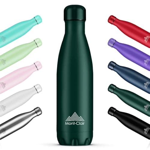Mont-Clair Gourde Isotherme 750ml sans BPA - 24h Froid /12h Chaud, Bouteille d'Eau en Acier Inoxydable, Bleu Clair - Par — Vert Foncé