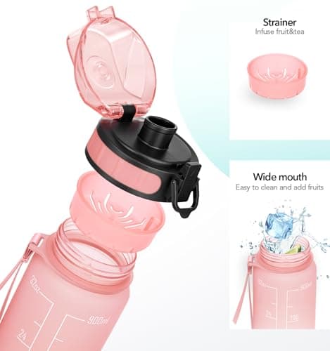 HydroPal Gourde Filtrante 1 Litre, Bouteille d'Eau sans BPA pour Adultes - Motivation & Marqueur de Temps pour Sport, Gy