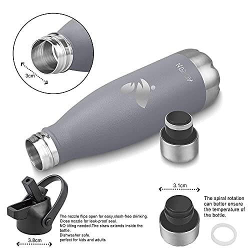 Bouteille d'eau AORIN Double Mur Isolé pour Sport et Voyage - 500ml -Sans BPA, Gourde Inox Étanche pour Enfant et Adulte