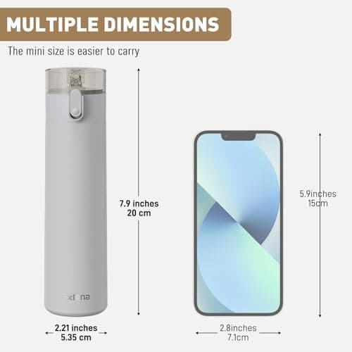 Exllena Gourde Isotherme Anti-Fuites 270ml à Ouverture Une Main, Design Ultra-Compact Idéale pour le Sport, Bureau ou En