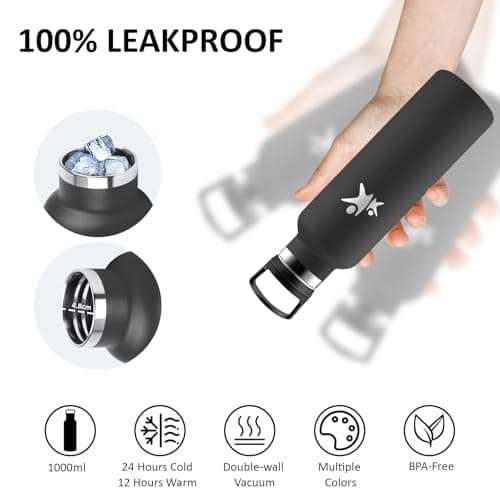 Gourde Inox Isotherme 500ml Anti Fuite 24h Froid & 12h Chaud pour École et Bureau