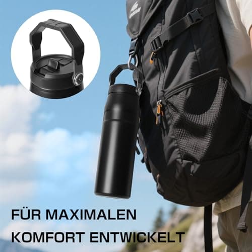 Gourde Isotherme Inox Sans BPA à Double Paroi Noir pour Adultes, Sport et Bureau Anti-Fuite Grande Capacité 720ml