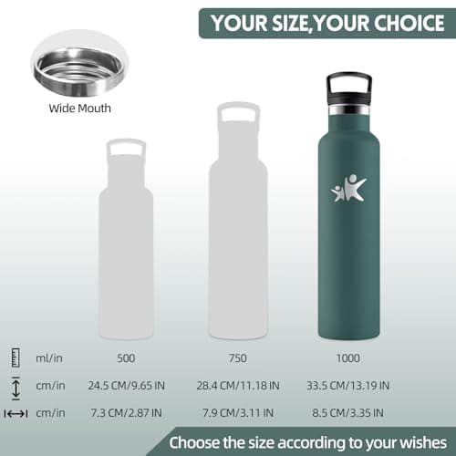 Motswedi Gourde Isotherme 1l, Réutilisable sans BPA, Thermos pour Randonnée, Bureau & Outdoor, 18/8 Acier Inoxydable, Ve
