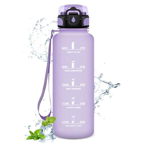 Gourde Sport 500ml pour Enfant et Adulte | Étanche | Motivante | Idéale pour Randonnée, Sport et Yoga | Bouteille Reutil — 50oz-1500ml | Paille | Mat Violet Clair-1