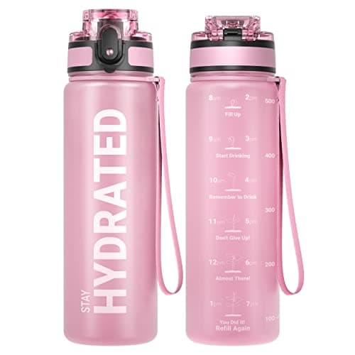 Bouteille d'Eau Sahara Sailor 1L, Sportive & Étanche pour Sport et Camping, Sans BPA et Reutilisable avec Marqueur de Te — Topaze Rose