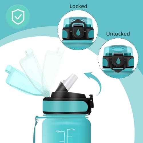 HoneyHolly Gourde 500ml sans BPA, Bouteille Étanche avec Marqueur de Temps, Bouteille Motivative pour Gym, École et Spor